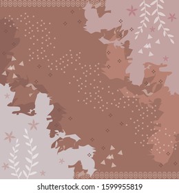abstract silk scarf pattern on brown background