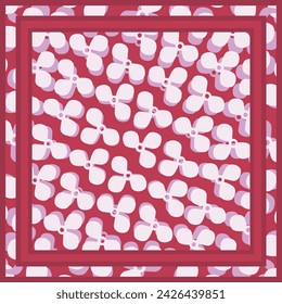 Abstract silk scarf pattern. Scarves design on red and pink