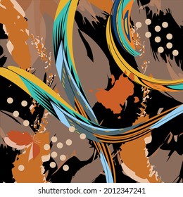Abstract silk scarf pattern.Vector patch for print, fabric, scarf design.