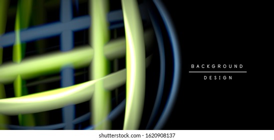Abstract silk smooth lines on black, multicolored liquid fluid rainbow style waves on black. Vector Illustrations For Wallpaper, Banner, Background, Card, Book, Illustration, landing page, cover