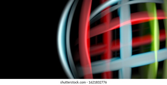 Abstract silk smooth lines on black, multicolored liquid fluid rainbow style waves on black. Vector Illustrations For Wallpaper, Banner, Background, Card, Book, Illustration, landing page, cover
