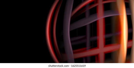 Abstract silk smooth lines on black, multicolored liquid fluid rainbow style waves on black. Vector Illustrations For Wallpaper, Banner, Background, Card, Book, Illustration, landing page, cover