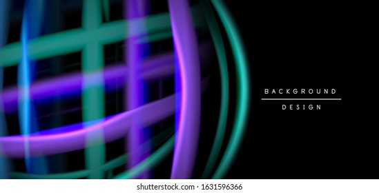 Resumen de líneas suaves de seda sobre ondas negras multicolores de estilo arco iris líquido sobre negro. Ilustraciones vectoriales para papel tapiz, cartel, fondo, tarjeta, libro, ilustración, página de inicio, portada