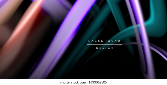 Abstrato seda lisa linhas em preto, multicolorido líquido líquido ondas estilo arco-íris em preto. Ilustrações de vetor para papel de parede, banner, fundo, cartão, livro, ilustração, página inicial, capa