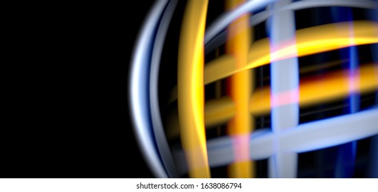 Abstract silk smooth lines on black, multicolored liquid fluid rainbow style waves on black. Vector Illustrations For Wallpaper, Banner, Background, Card, Book, Illustration, landing page, cover