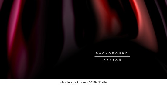 Abstract silk smooth lines on black, multicolored liquid fluid rainbow style waves on black. Vector Illustrations For Wallpaper, Banner, Background, Card, Book, Illustration, landing page, cover