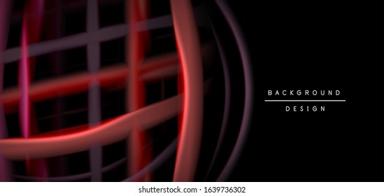 Abstract silk smooth lines on black, multicolored liquid fluid rainbow style waves on black. Vector Illustrations For Wallpaper, Banner, Background, Card, Book, Illustration, landing page, cover