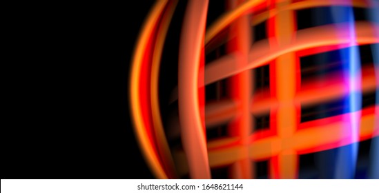 Abstract silk smooth lines on black, multicolored liquid fluid rainbow style waves on black. Vector Illustrations For Wallpaper, Banner, Background, Card, Book, Illustration, landing page, cover