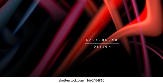Abstract silk smooth lines on black, multicolored liquid fluid rainbow style waves on black. Vector Illustrations For Wallpaper, Banner, Background, Card, Book, Illustration, landing page, cover