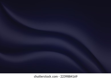 Abstract silk smooth navy blue  background with silk cloth texture, liquid wave abstract shiny satin curtain with waves and drapery. Realistic wallpaper with luxury flowing textile
