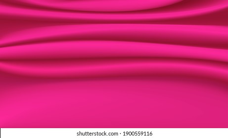 Abstract silk vector background.Luxury cloth or liquid soft wave.pink fabric texture.Creases of satin, ripple and Smooth elegant cotton.Silky surface 3d material for product advertising design