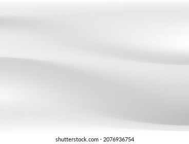 Abstract Silky White Satin Drape textile fabric with soft wavy wavy creases. crumpled paper texture background.vector