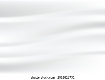 Abstraktes Seidenweißes Satin-Drape-Textil mit weichen, welligen Wavy-Creasen.
