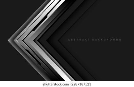 Abstract silver arrow cyber black line circuit direction geometric on grey blank space futuristic technology design modern vector illustration.