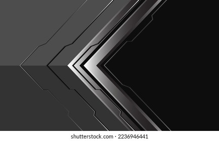 Abstract silver arrow cyber direction geometric on grey dark black blank space design modern technology futuristic background vector illustration.