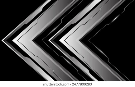 Abstract silver arrow cyber direction geometric on black design modern luxury futuristic technology creative background vector illustration.