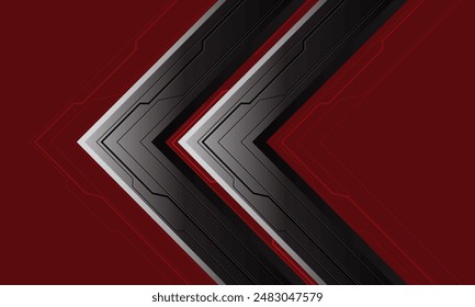 Abstract silver arrow cyber direction geometric on red design modern futuristic technology creative background vector.
