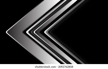 Abstract silver arrow direction geometric on black design modern futuristic technology background vector illustration.