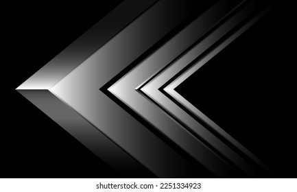 Abstract silver arrow direction geometric on black with blank space design modern luxury futuristic background vector illustration.