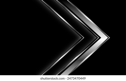 Abstract silver arrow direction geometric on black luxury elegant background vector illustration.