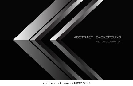 Abstract silver arrow direction on black with blank space for text design modern luxury futuristic background vector illustration.