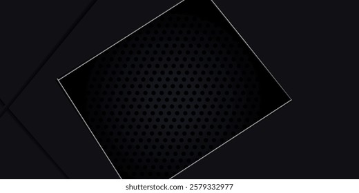Abstract silver arrow direction on black metallic circle mesh design modern futuristic background 