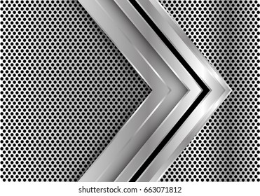Abstract silver arrow on circle mesh design modern luxury background texture vector illustration.