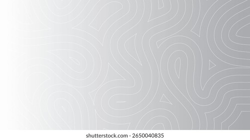 Abstract silver background featuring interlaced white geometric lines forming a maze-like pattern, creating a modern and minimalist design with a soft, elegant, and subtly three-dimensional effect
