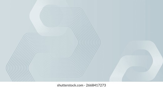 Abstrakter silberner Hintergrund mit leuchtenden geometrischen Linien. Modernes glänzendes weißes Sechseck-Linien-Muster. Vektor EPS10