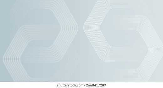 Fundo prateado abstrato com linhas geométricas brilhantes. Padrão moderno de linhas de hexágono branco brilhante. Ilustração vetorial