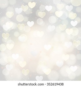 abstract silver background with transparent hearts