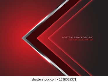 Abstract silver black arrow speed direction on red dark blank space design modern luxury futuristic technology background vector illustration.