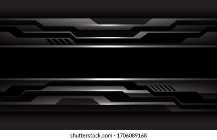 Abstract silver black circuit cyber on dark grey metallic design modern futuristic technology style background vector illustration.