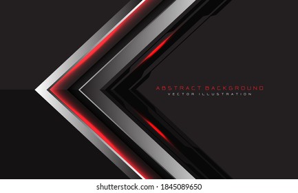 Abstract silver black circuit red light arrow direction on grey blank space with text design modern futuristic technology background vector illustration.