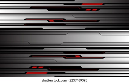 Abstract silver black circuit red light line cyber geometric design modern technology futuristic background vector illustration.