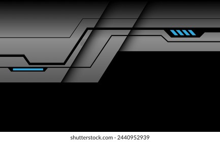 Abstracto de la línea negra de plata circuito de tecnología geométrica cibernética futurista en negro con diseño de espacio en blanco moderno fondo creativo ilustración vectorial.