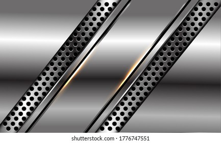 Resumen de la barra de línea negra plateada en el diseño de malla circular diseño moderno de fondo futurista ilustración vectorial de lujo moderno.