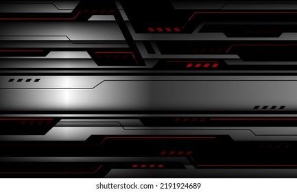 Abstract silver black red line light circuit cyber geometric design modern futuristic technology creative background vector illustration.