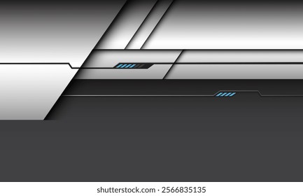 Abstract silver black shadow blue light technology futuristic style geometric on dark grey background design modern vector illustration.