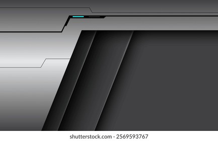 Abstract silver black shadow blue light technology futuristic style geometric on dark grey background design modern vector illustration.