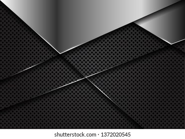 Abstract silver blank on dark grey circle mesh design modern luxury futuristic background vector illustration.