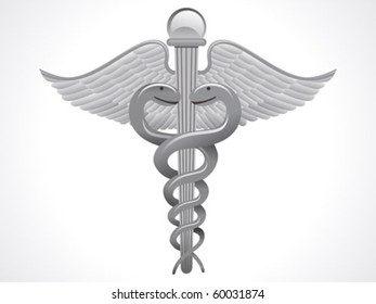 abstract silver caduceus sign vector illustration