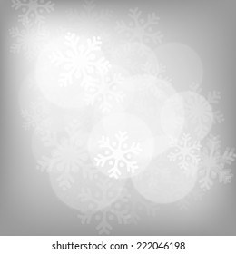 Abstract silver christmas background with snowflakes