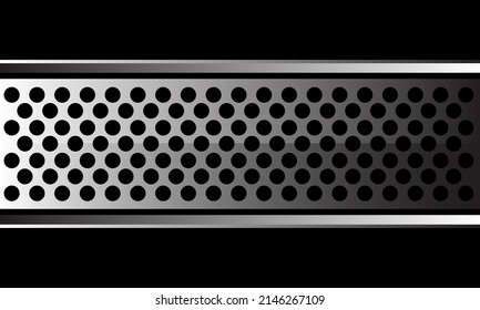 Abstract silver circle mesh overlap on black design modern futuristic background vector illustration.