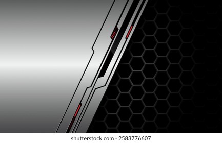 Abstract silver cyber red light power black blank space technology futuristic style design modern background vector illustration.