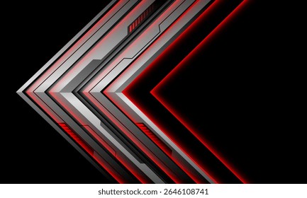 Abstract silver cyber red light arrow diredtion geometric design modern futuristic technology background vector illustration.