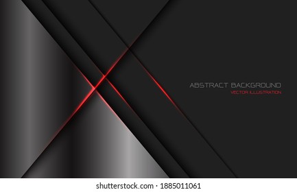 Abstract silver dark grey metallic red light line slash with blank space design modern luxury futuristic technology background vector illustration.