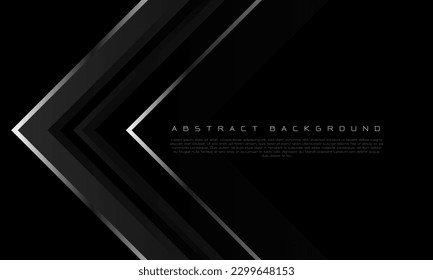 Resumen de la dirección de flecha metálica gris oscuro plateada geométrica en el espacio en blanco diseño moderno de fondo futurista ilustración vectorial de lujo moderno.
