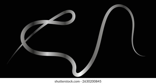 Abstract Silver Design on Black Background for Modern Use. This image showcases a dynamic abstract design featuring flowing silver lines against a deep black backdrop.