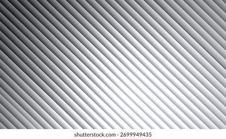 Abstract silver diagonal stripes with ribbed 3D metallic gradient on white–gray background; modern minimal corporate tech backdrop for banners and headers